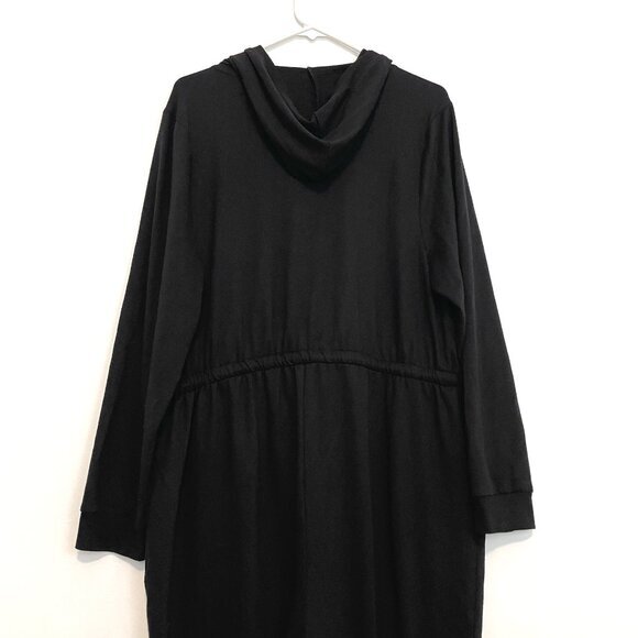 TORRID 1 Plus Size Black Terry Zip Front Hooded Jumpsuit Long Sleeve Cropped 1X - Picture 13 of 16